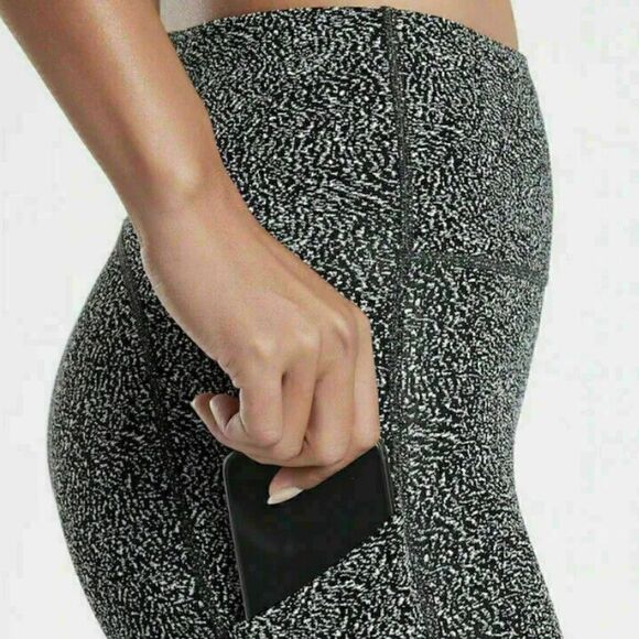 ATHLETA Ultimate Stash Pocket Textured 7/8 Tight Static Black White Women’s XS - Picture 2 of 9